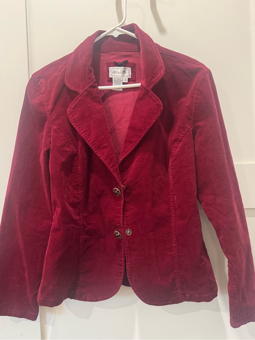 Vintage Live a Little Corduroy Blazer Jacket - Deep Red Size M
